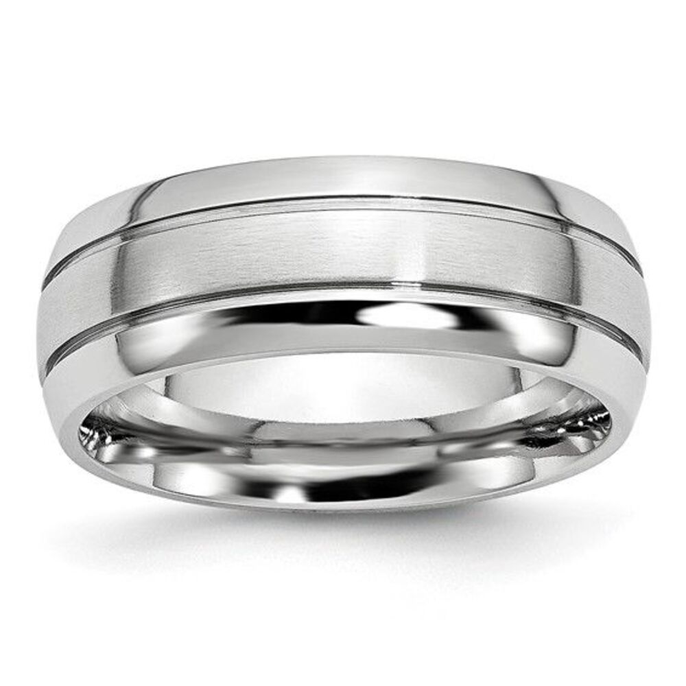 Chisel Cobalt Polished & Satin Grooved 8mm Band - image 1